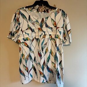 Multicolor Leaf Print Women's Top nwot